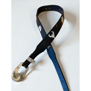 Vintage 90s Silver Creek Leegin Black Southwestern Animal Concho Women's Size 32